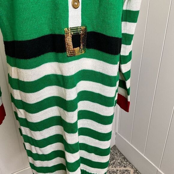 Tiara International Womens Size Large Christmas Holiday Sweater Dress Red Green - Picture 4 of 13